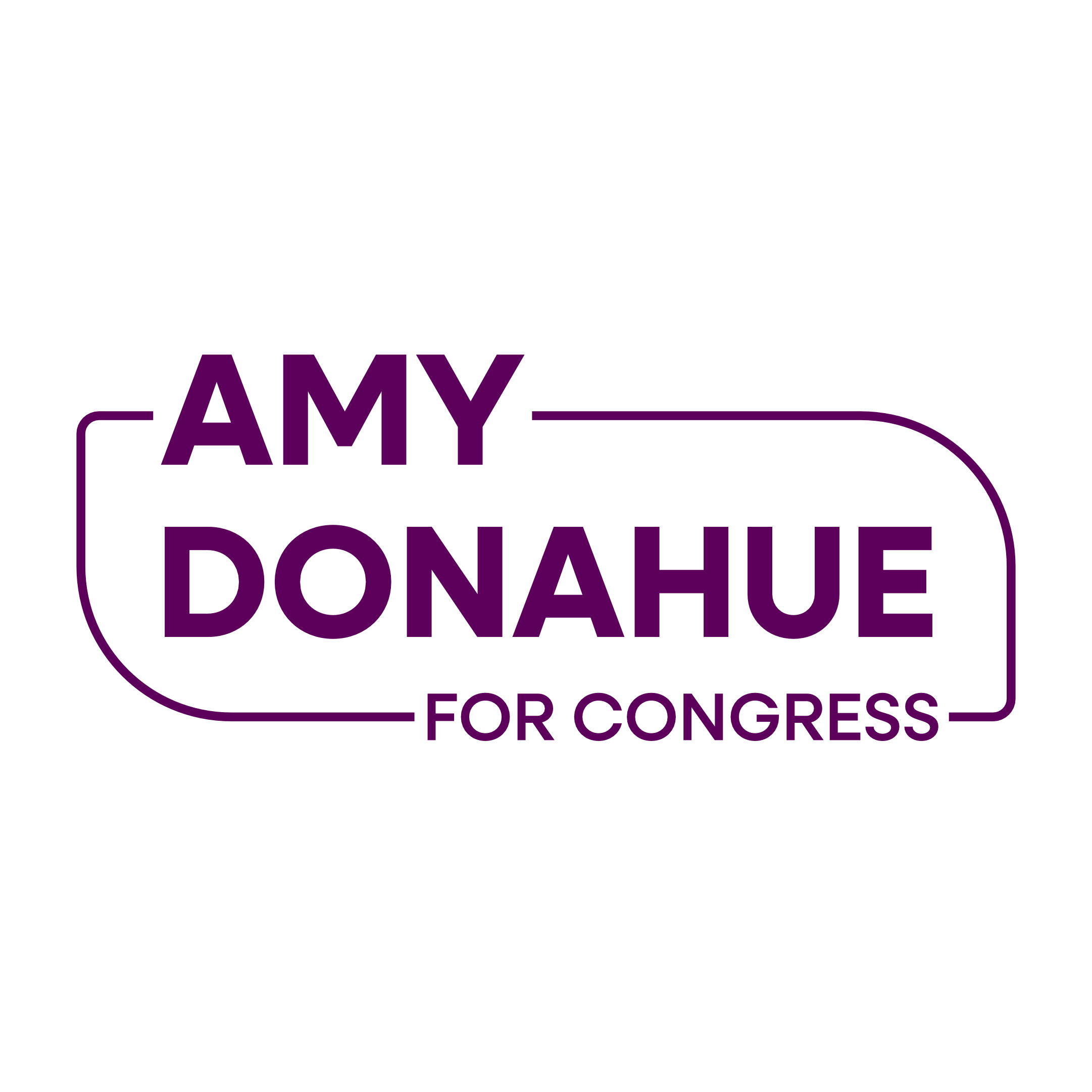 Purple "Amy Donahue for Congress" logo